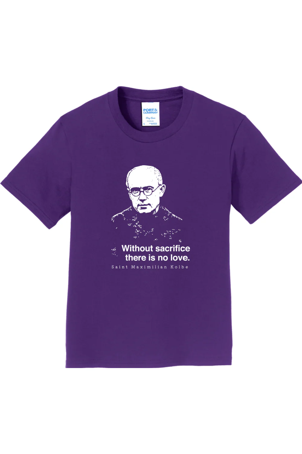 Without Sacrifice - St. Maximilian Kolbe - Youth T-Shirt - Image 4