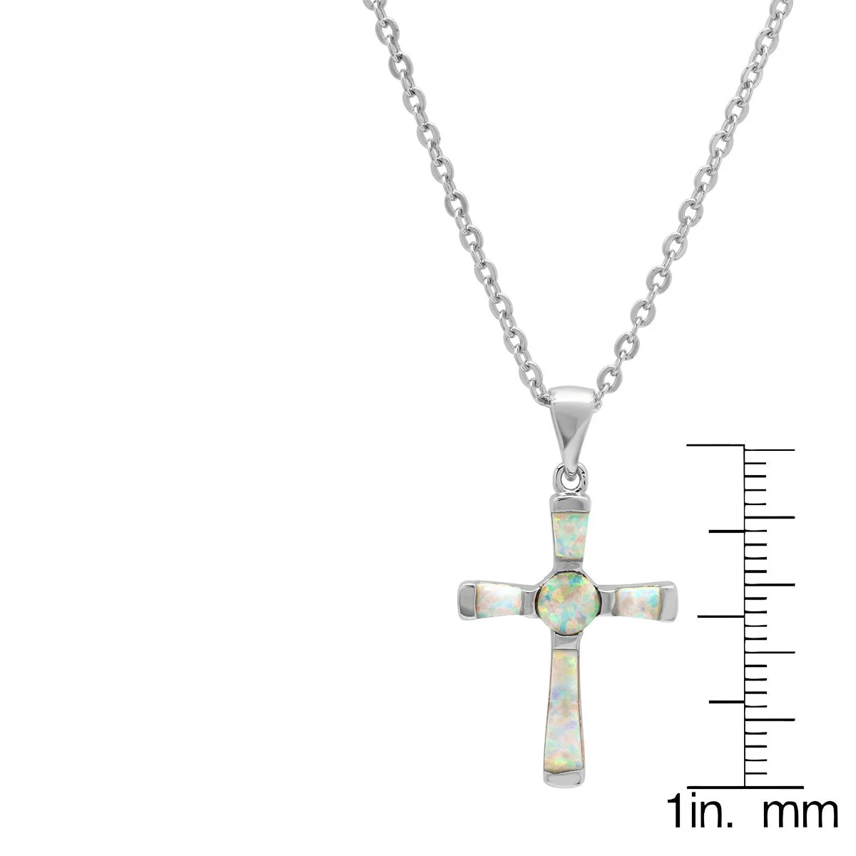 Women's Brass Genuine Opal Cross Necklace - Image 3