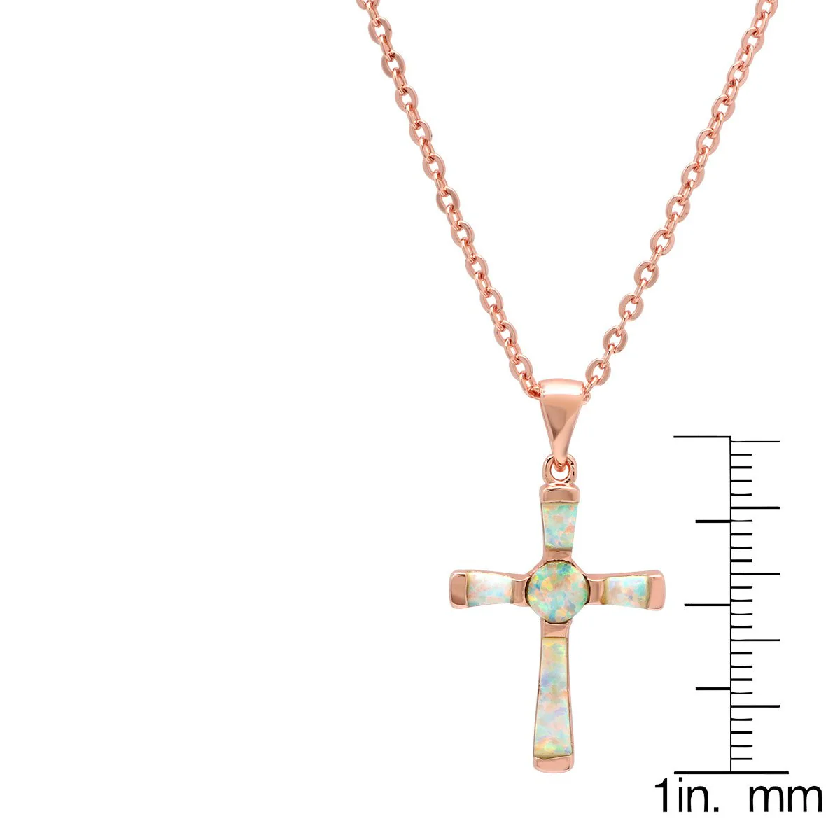 Women's Brass Genuine Opal Cross Necklace - Image 6