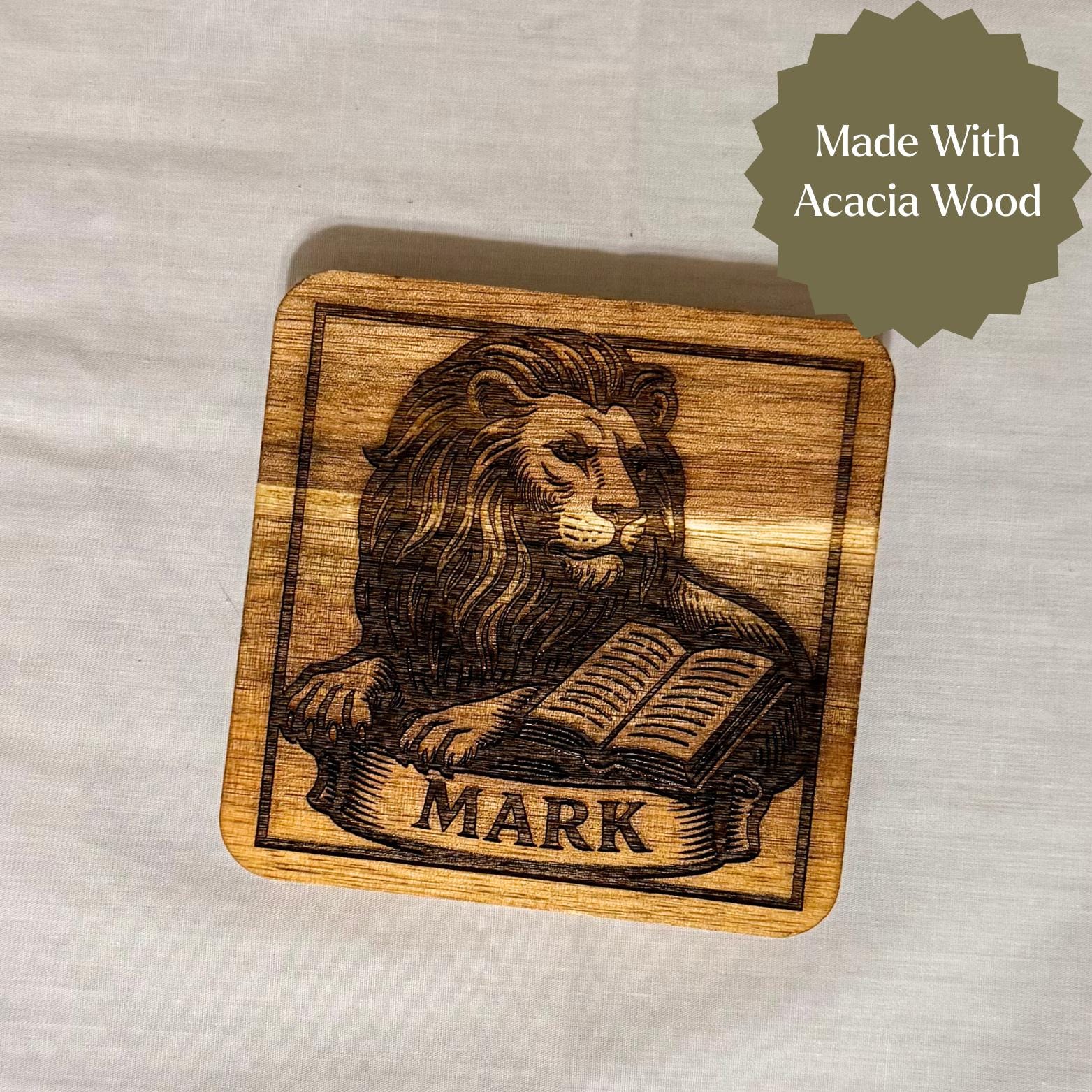 Wooden Evangelist Coaster Set - Image 5